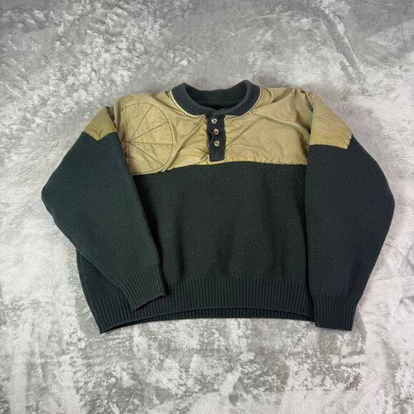 VTG Filson Henley Guide Sweater Mens XXL Green Wool Wax Shoulders Shooting 711 - Picture 1 of 8